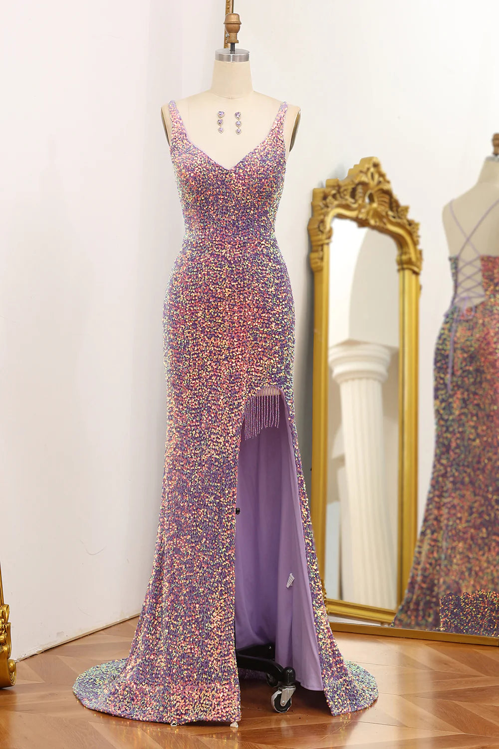 Sequins Mermaid V-Neck Prom Dress